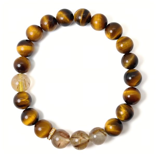 sahrawadana tiger eye & golden rutilated quartz stretch bracelet